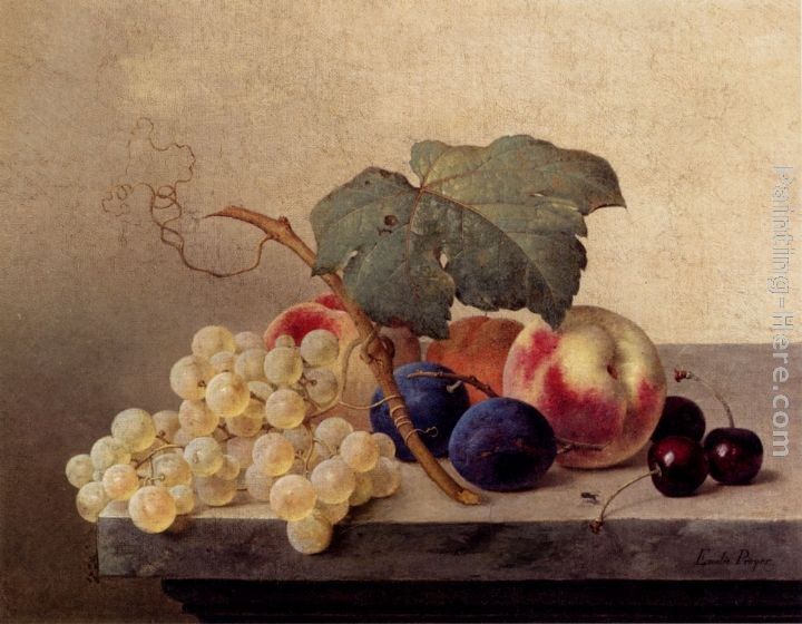 Emilie Preyer Still Life With Grapes, Peaches, Plums And Cherries